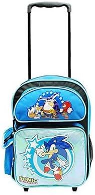Sonic the Hedgehog 16" Large Rolling Backpack + Sonic 4pc Study Kit for kids