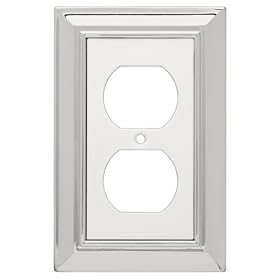 Liberty Hardware 126306 Architectural Single Duplex Wall Plate, Polished Chrome and White