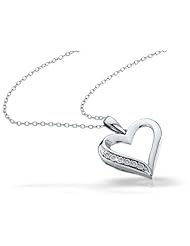 Diamond Heart Pendant Necklace in Sterling Silver with Chain