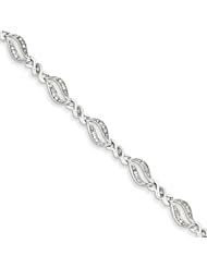 Genuine .925 Sterling Silver Diamond Fancy Bracelet 7.5 Grams . 100% Satisfaction Guaranteed.