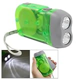 Gray Green Shell 2 Leds Hand Pressing Flashlight Torch W Strap