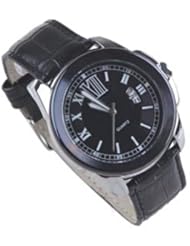 Orient Idea Ori-0382E Big Size Round Quartz Bangle Wrist Watch with Faux Leather Strap for both Male and Female - Brown with Black