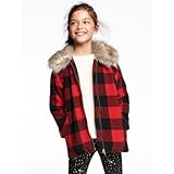 オールドネイビー OLD NAVY/ フェイクファートリムプラッドジャケット レッドプラッド アウタージャケット XL【並行輸入】