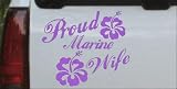 5in X 5.8in Purple -- Proud Marine Wife Hibiscus Flowers Military Car Window Wall Laptop Decal Sticker