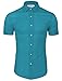 TAM WARE Men's Short Sleeve Wrinkle Free Button Down Shirt (Large, Azure)