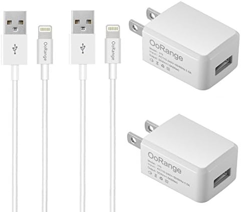 OoRange Power Adapter with 8 Pin USB Cable Wall Charger For iPhone 5, 6, 7 (2 Pack)