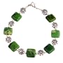 Handmade Green Chrysophrase & Antiqued Silver Flower Bead Bracelet