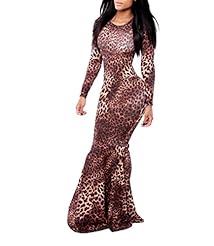 Sexy Full Length Leopard Print Long Sleeves Mermaid Stretchy Bodycon Dress/Evening Dress/Maxi Dress 
