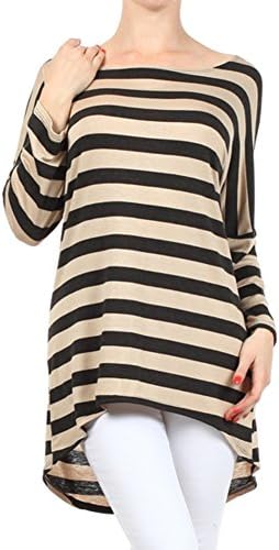 Trendy Loose Fit Print Hi Lo Women's Tunic Blouse Top (SMALL, B2000 STR MK)