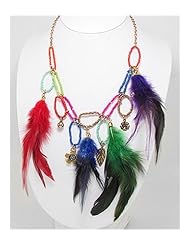Feather Necklace In Brass