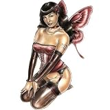 Bettie Page Sticker #1 ~ Bettie Page Pink Butterfly Fairy