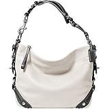 Coach Leather Carly Shoulder Hobo Bag Purse Handbag 15251 White Grey Trim Reviews