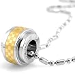 Amour Love Stainless Steel Checker Design Barrel Gold Tone Pendant Necklace