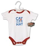 Trend Lab Dr Seuss Cat in the Hat Bodysuit on Satin Padded Hanger, White
