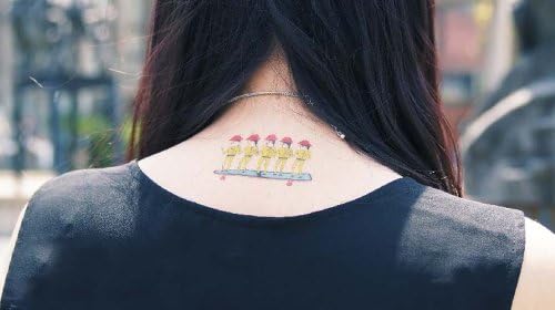 Good Brothers In Skateboard Toy Neck Tattoo Design Temporary Sticker HY23