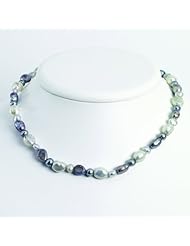 Sterling Silver White & Grey Freshwater Cultured Pearl Necklace
