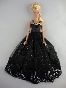 Black Dress with Silver Glitter and Sequins Made for the Barbie Doll