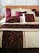 Red & Cream Double Bed Taffeta Duvet Cover With Runner & Cushion Covers