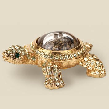Gold Turtle with Crystals & Pepper