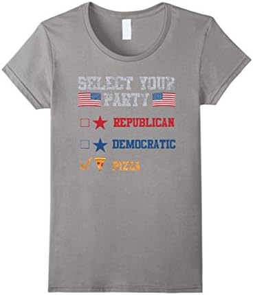 Women's Select Your Party Republican Democrat Election Pizza Shirt Large Slate