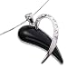 EXP Sterling Silver Black Agate and White Topaz Heart Pendant Necklace