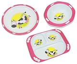 from PinkWebShop Childrens/Toddler Melamine Feeding/Breakfast/Meal Time 3 Piece Set - 3-Section Plate/Round Plate/Bowl - Cow