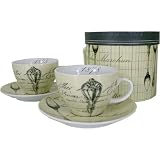 Antique Cutlery Design Porcelain Cappuccino Set in Boxed Presentation