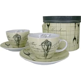 Antique Cutlery Design Porcelain Cappuccino Set in Boxed Presentation by PPD