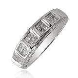 0.50cttw Natural White Princess Shape Diamond (SI-Clarity,GH-Color) Engagement Band in 14K White Gold.