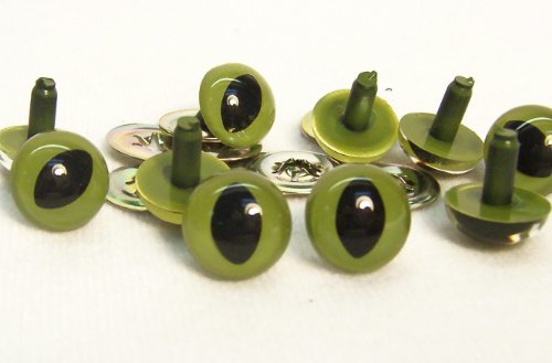 Sassy Bears 24mm Green Cat Reptile Safety Eyes for Bear, Doll, Puppet, Plush Animal and Craft - 5 Pairs