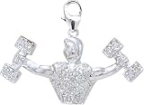 14k Gold Diamond Body Builder Charm (1/10 cttw)