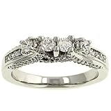 Round and Pave Diamond Wedding Band .73cttw