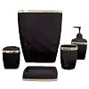 Carnation Home Fashions 5-Piece Plastic Bath Accessory Set, Black