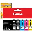 PGI-525BK, CLI-526 BK CMY - 5 x Cartouches d'encre Originales - Noir grande et petite/ Cyan/ Magenta/ Jaune - � utiliser avec MG 5150 5250 5350 6150 6250 8150 8250, IP 4850 4950, IX 6550, MX 885 + Premium Glossy Photo Papier - 4x6 - 20 feuilles