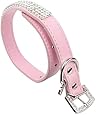 Leegoal Sparkly Crystal Heart Shape Pendant PU Leather Pet Collar for Dogs Cats (Pink,XS Size)