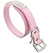 Leegoal Sparkly Crystal Heart Shape Pendant PU Leather Pet Collar for Dogs Cats (Pink,M Size)