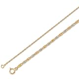 14K Gold Valentino Chain 2.1mm 7 W  Spring-Ring Lock Italy 3 Color Gold Bracelet