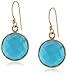 Amazon Essentials Gold-Plated Sterling Silver Faceted Gemstone Round Bezel Drop Earrings, (previously Amazon Collection)
