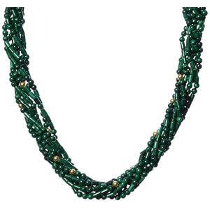 Click here to buy 14k Yellow Gold 7-Strand Malachite Beaded Torsade Necklace, 18 by Amazon.com Collection.