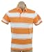 Tommy Hilfiger Men Fashion Striped Logo Polo T-shirt (XS, Orange/white)