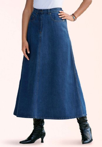 Roamans Plus Size Perfect Denim A-line Skirt