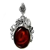 Baltic Cherry Amber and Sterling Silver Victorian Grapevine Pendant