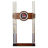 IMAGE OF New Trademark Miami University, Ohio Wood And Mirror 2 Piece Medium Oak Veneered Wood Wall Cue Rack