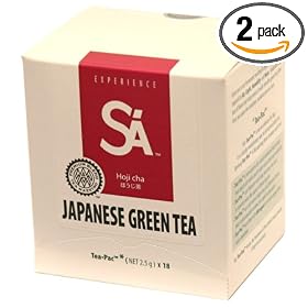 SA Japanese Green Tea Hoji Cha Tea, 18-Count Tea-Pacs (Pack of 2)