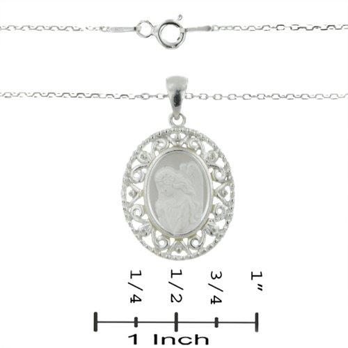 Sterling Silver Guardian Angel Pendant with 18