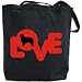 Canvas Tote Bag Black  Love Silhouette Border Collie  Dog