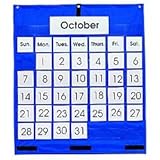 Monthly Calendar Pocket Chart; 25 x 28-1/2; Blue; Includes Days/Dates Cards; no. CD-5605