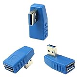 ZPS Vertical Right Angled USB 3.0 Male to Female 90&deg; Adapter Coupler Connector Plug Blue