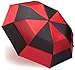 Totes Blue Line  Golf-Size Vented Canopy Compact Umbrella, Black/Red, One Size