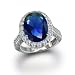 Bling Jewelry Sterling Silver Vintage Style Pave Oval CZ Royal Sapphire Color Engagement Ring - Size 5